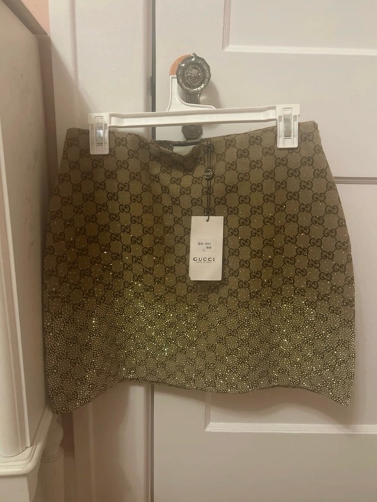 Gucci Dresses & Skirts - Gucci Brown GG Monogram Mini Skirt with Gold Sequin Hemline